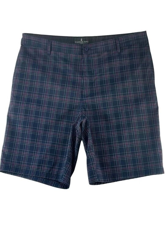 London Fog Other - London Fog Mens Plaid Dress Shorts Navy Size 36 Lightweight Fabric